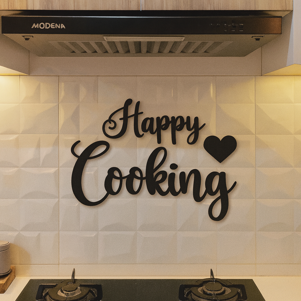 Kreasikayukuu Hiasan Dinding Dapur Happy Cooking Walldecor Rumah Estetik Bahan Plywood Tebal 5mm