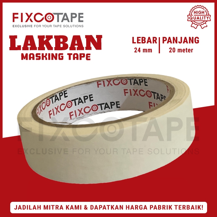 FIXCO TAPE MASKING TAPE 24 MM X 20M / LAKBAN KERTAS 1 INCH
