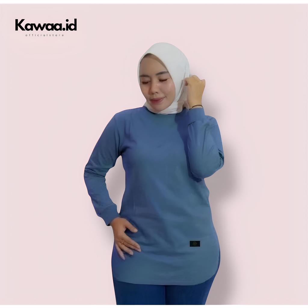 Atasan Kaos Polos Wanita Oval Tangan Panjang Top Basic Baju Muslimah Premium Jumbo Terbaru Kekinian