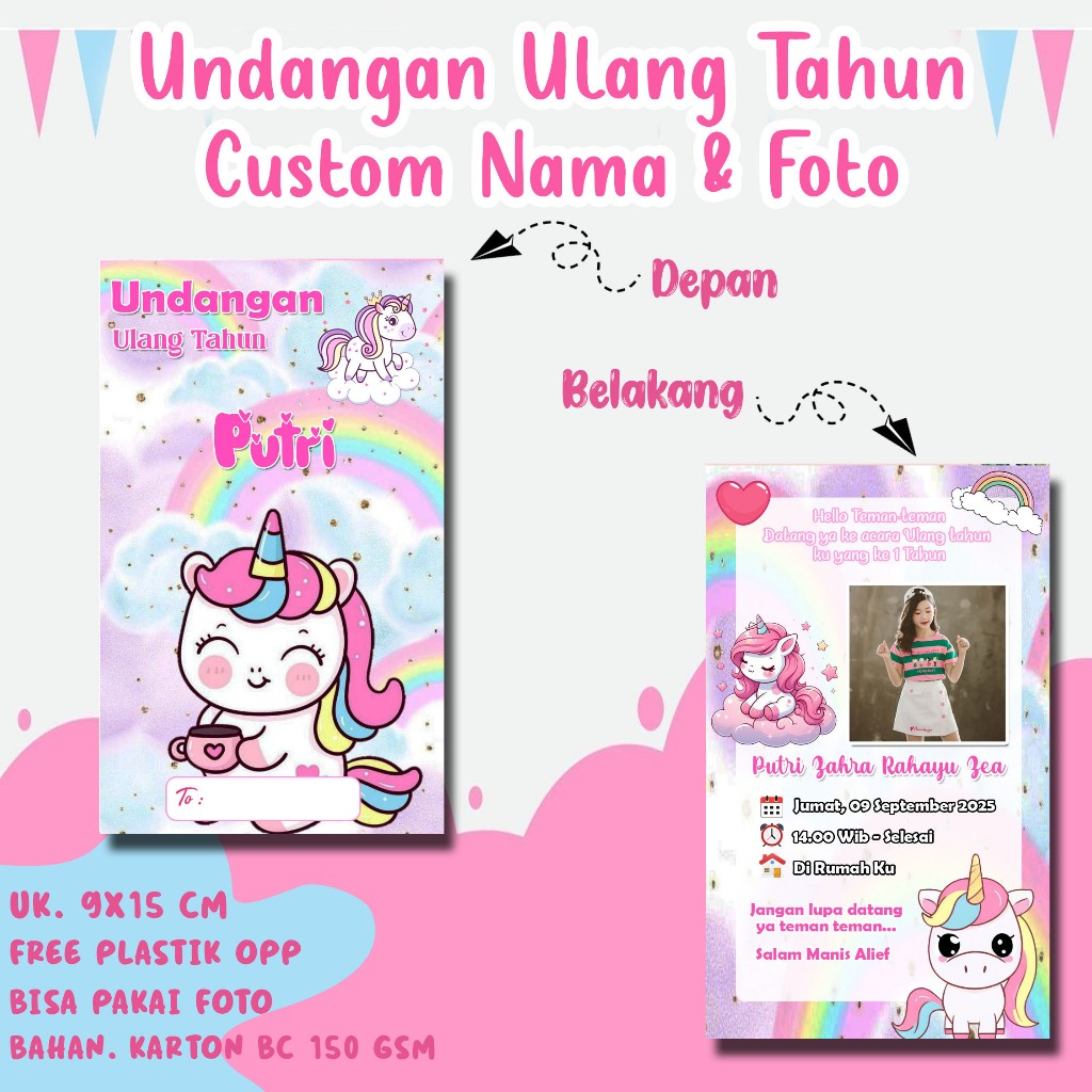 Undangan Unicorn Birthday Party Ulang Tahun Katu Ucapan Unicorn