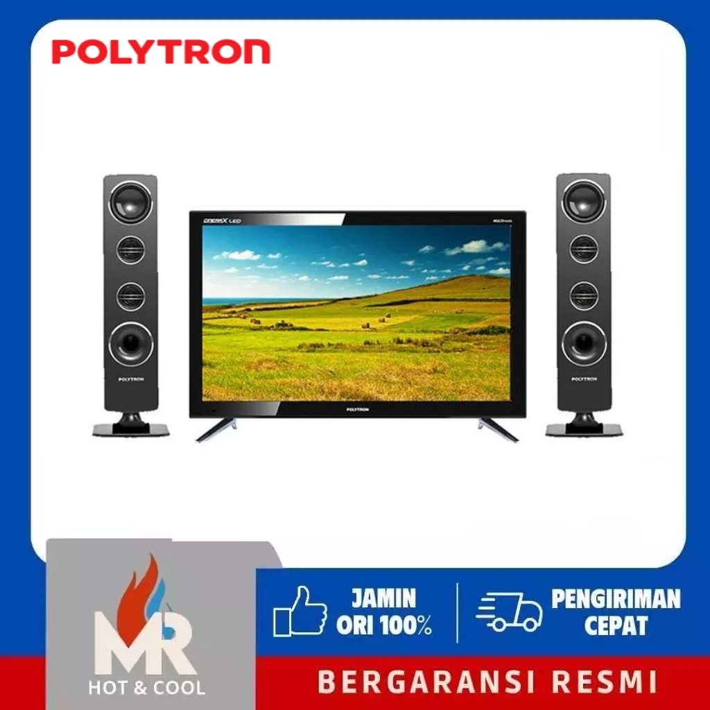 POLYTRON PLD 32T1850 LED LED CUCI GUDANG  LCD TV 32 Inch Tower analog + SET TOP BOX