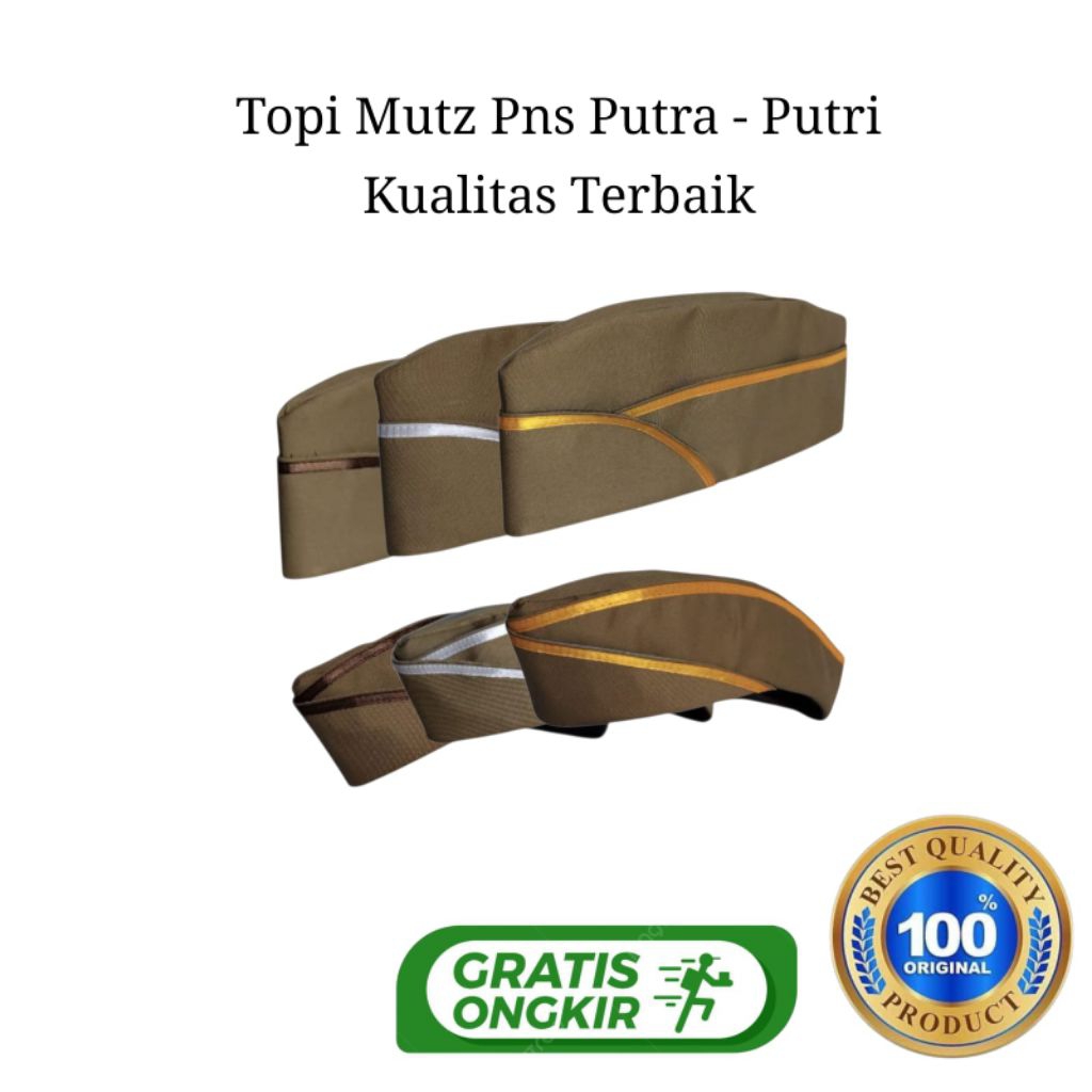 TOPI MUTZ PNS ASN PUTRA-PUTRI Coklat Kualitas Terbaik