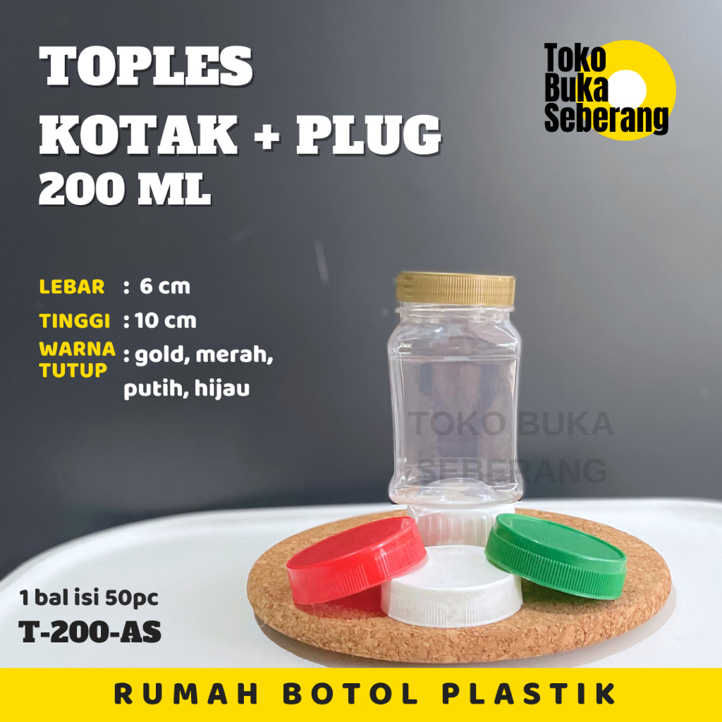 Toples Sambal kotak 200ml / Toples kue  / Toples Sambal /Botol Sambal /Toples Plastik / Jar plastik
