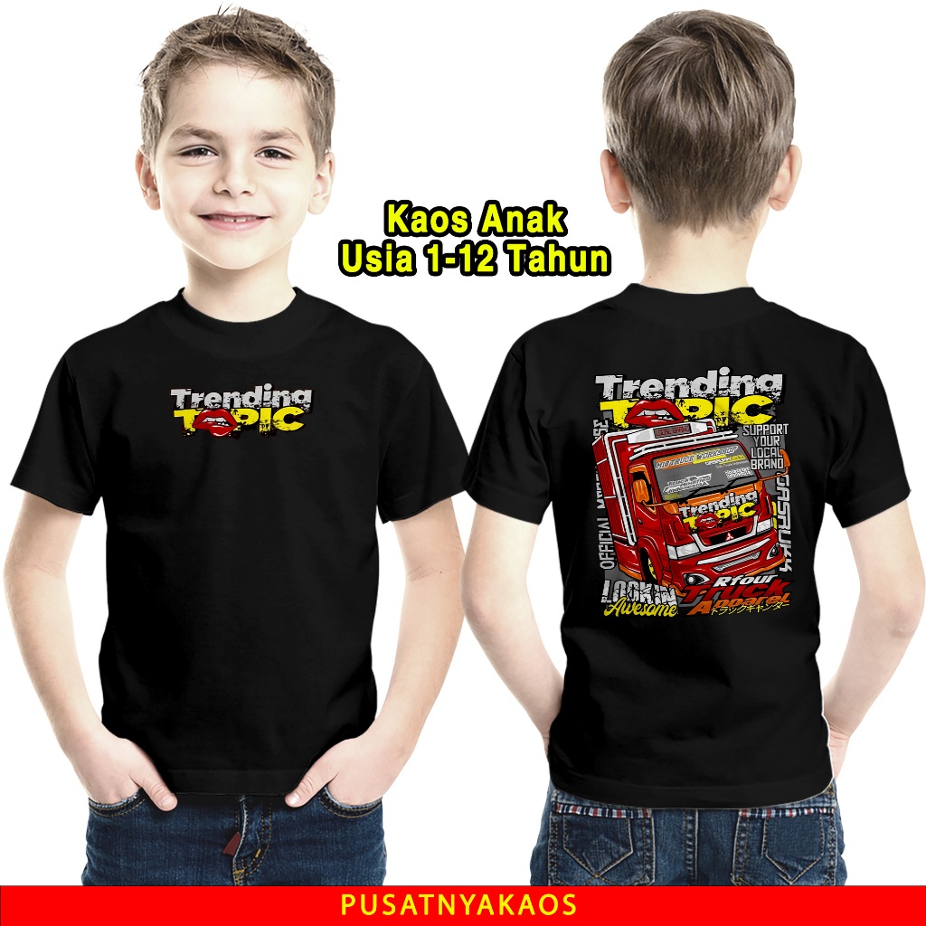 Kaos Anak Truck Trending Topic  - Kaos Anak Usia 1 Tahun Sampai 12 Tahun - Kaos T-shirt- Baju Distro