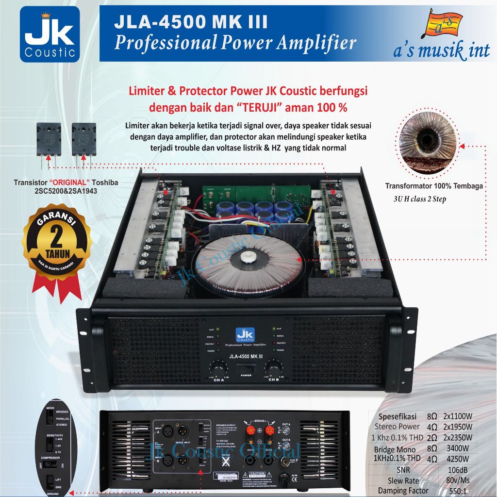 Power JLA-4500 MK III JK Coustic Power Amplifier JLA 4500 MKIII