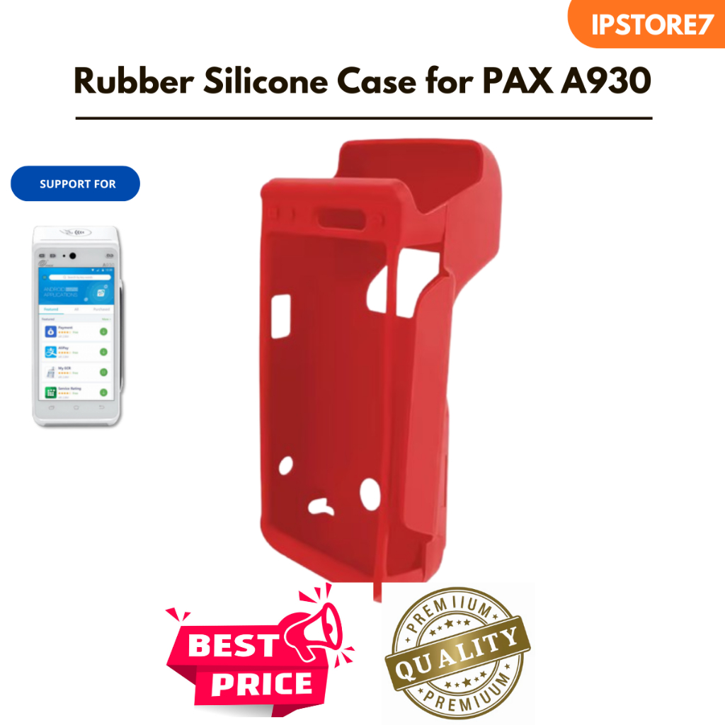 Rubber Silicone Case Karet Silikon untuk Mesin EDC PAX A930 EDC PAX A 930 Warna Merah
