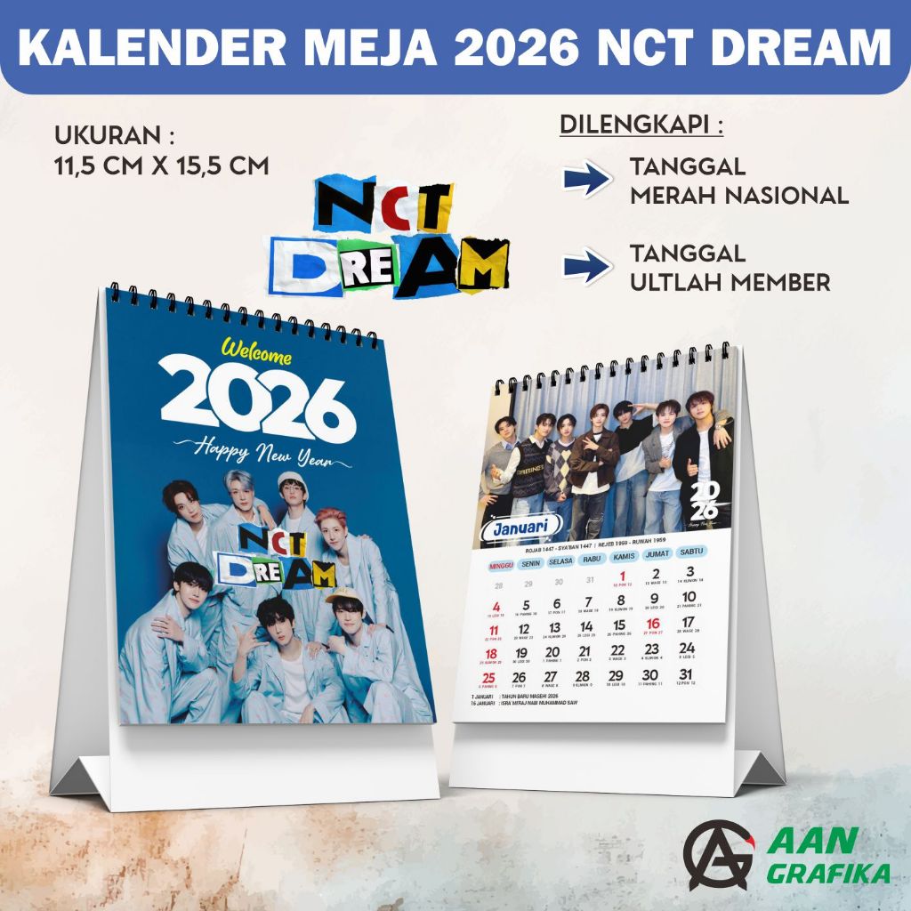 KALENDER MEJA 2026 - KPOP NCT DREAM - Kalender Murah
