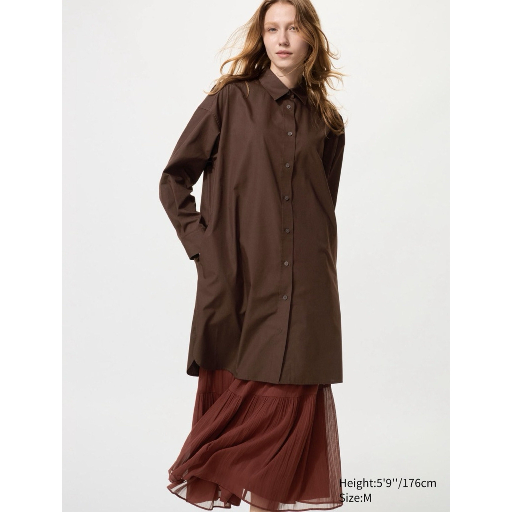 WOMEN Gaun Kemeja Oversize UNIQLO