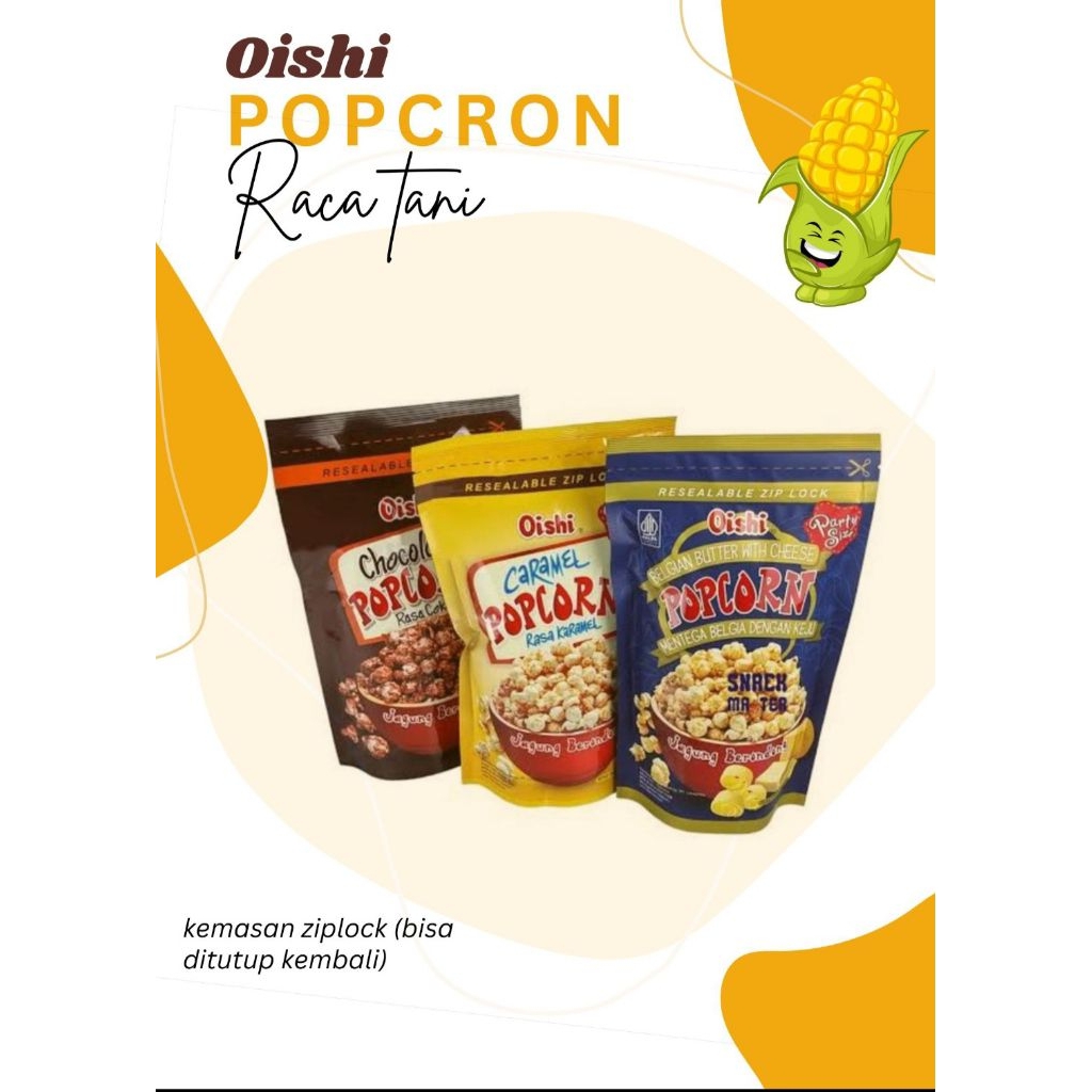 popcron oishi, jagung brondong