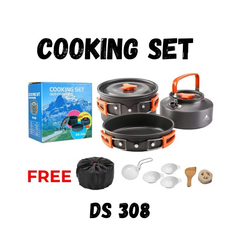 Alat Masak Camping Cooking Set DS 308 LWY Nesting Portable