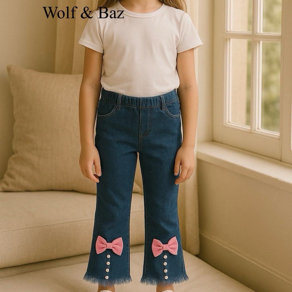 Wolf & Baz Celana Jeans Panjang Anak Perempuan 1–10 Tahun Import