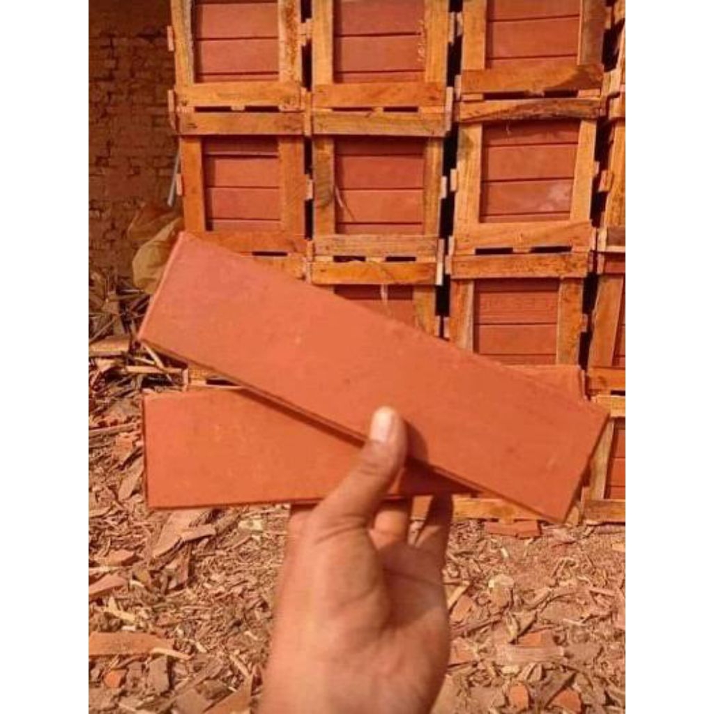 Batu tempel Teracota, bata merah expose