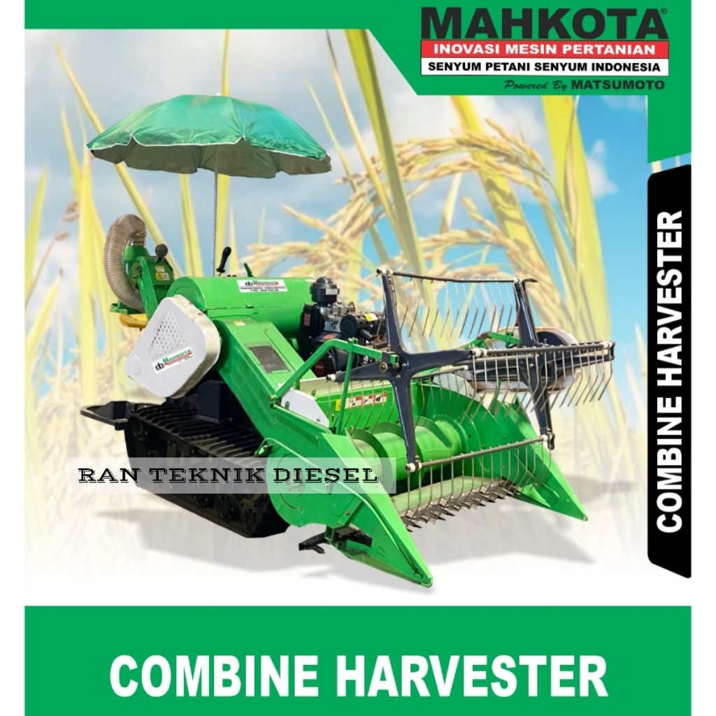 Mesin Panen Padi & Pemotong Padi MAHKOTA MCH 1012 DE Combine Harvester