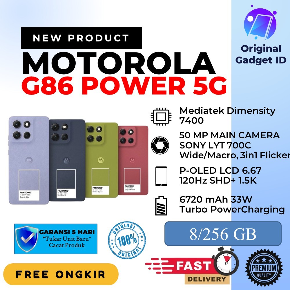 Motorola G86 Power 5G 8/256 GB RAM 8GB ROM 256GB Original Smartphone ( Garansi Resmi Indonesia )