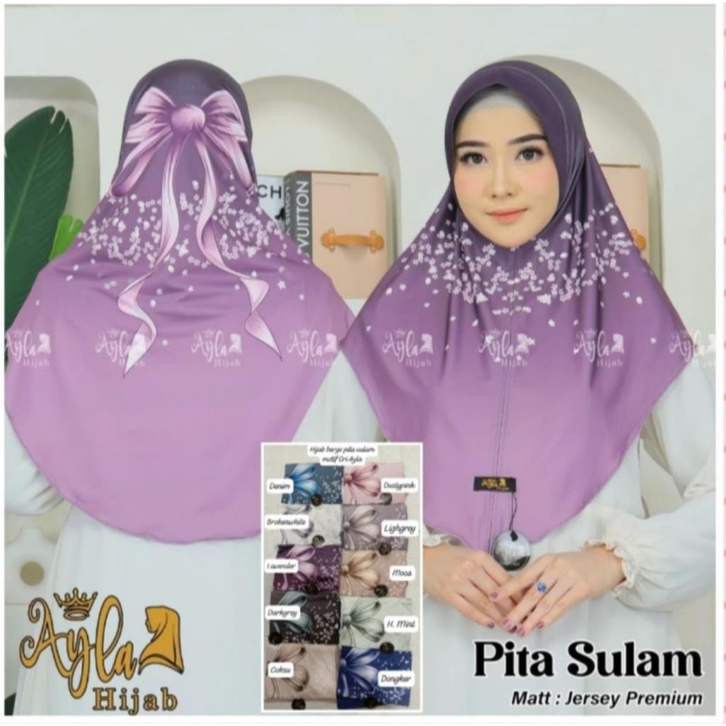 Hijab bergo pita sulam motif sublim