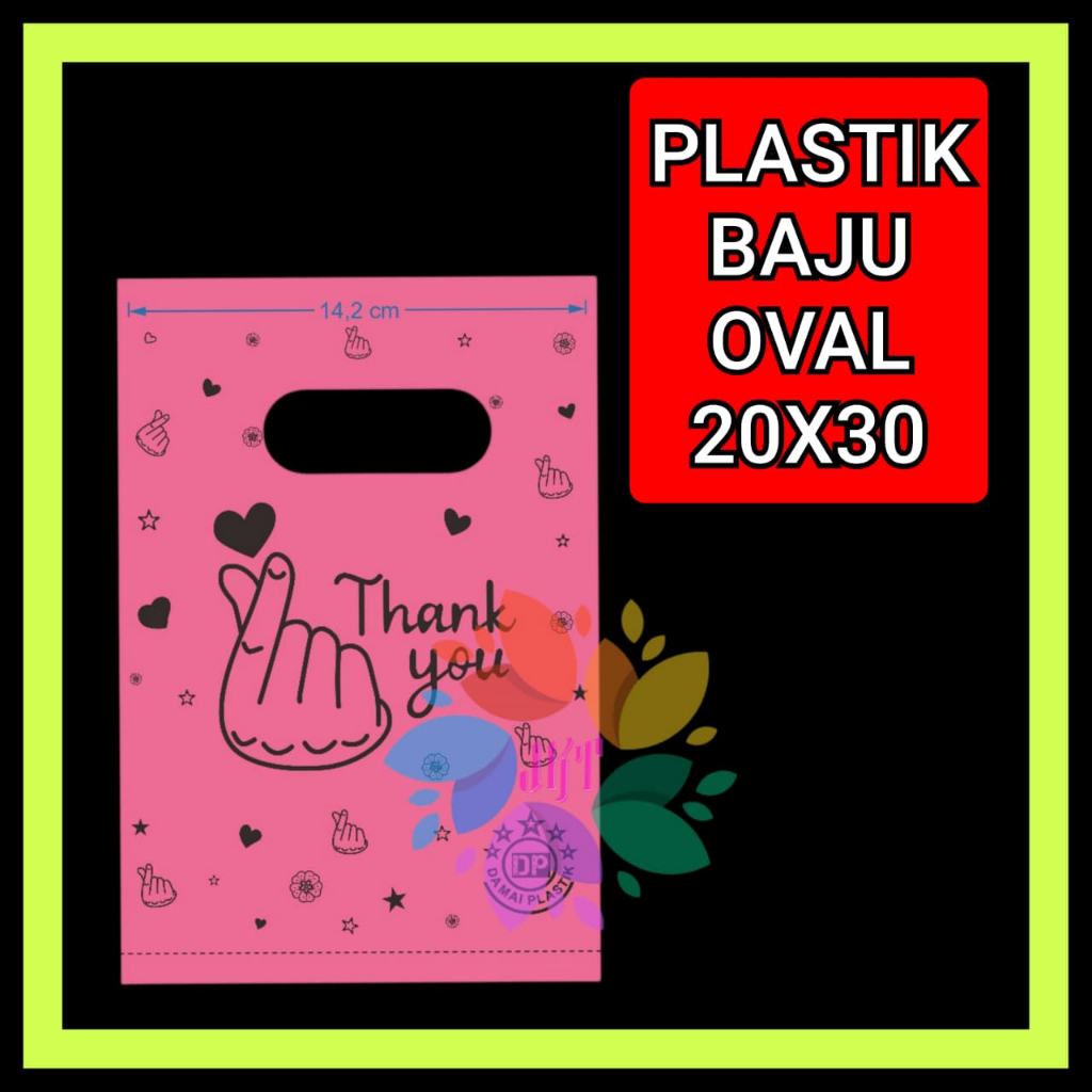 Kantong Plastik Pond Oval Pink Thank You Love Plastik Shoping Bag 20X30 ISI 50 PCS
