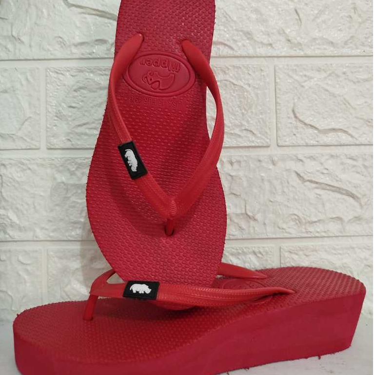 Sandal Jepit Wedges Wanita Filpper Hak 3cm Full Color