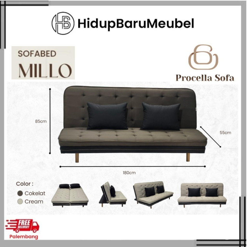 Sofabed Millo by Procella / sofa bed MILLO Milo / sofa kursi ruang tengah / kursi lipat panjang temp