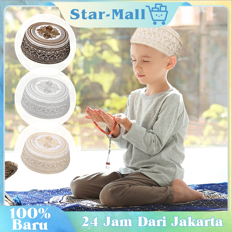 Topi Haji Pria Topi Bugis Peci Sholat Muslim Worship Hat Kopiah Bordir Topi Sholat Pria Topi Arabian