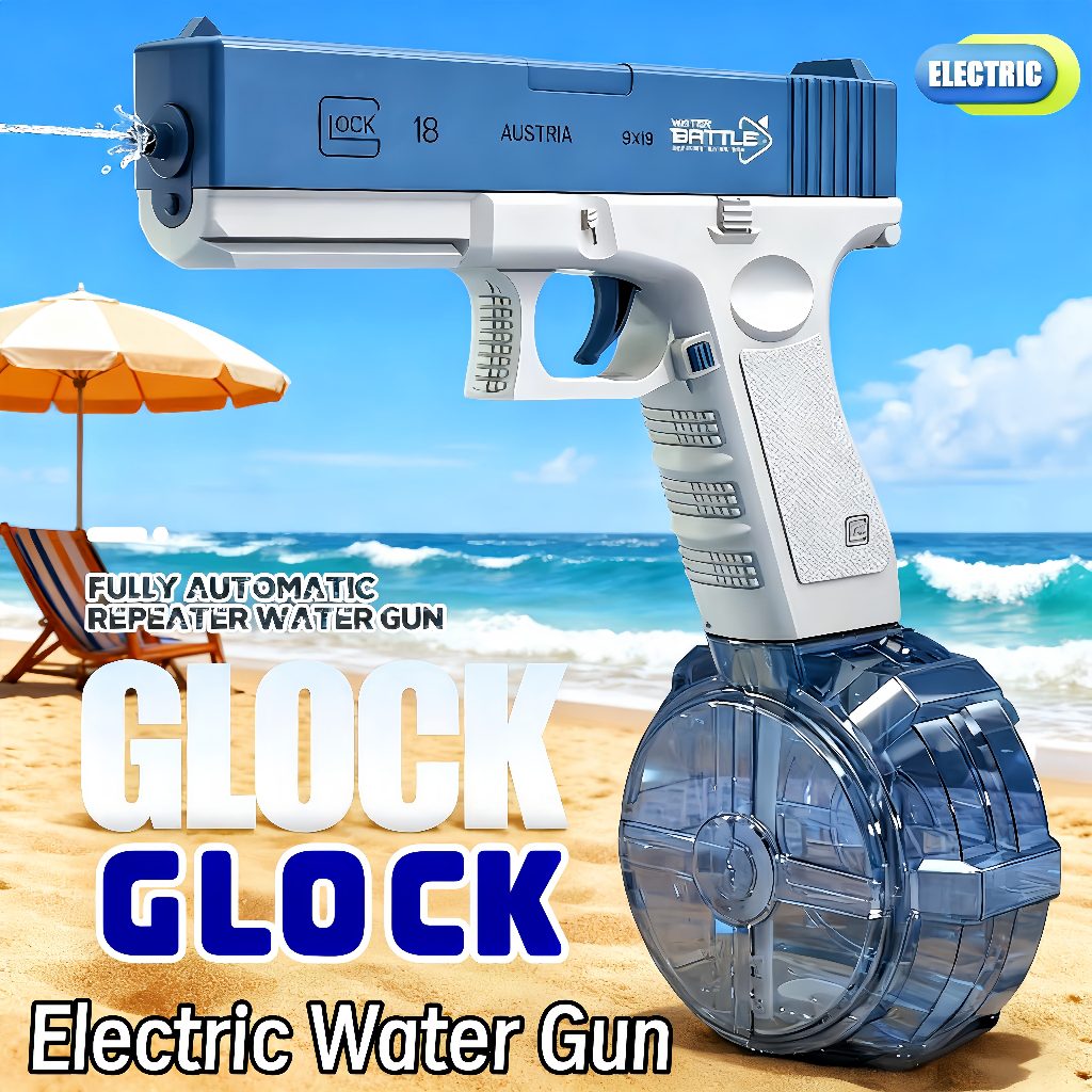 Mainan pistol air Glock untuk anak-anak mainan pistol air elektrik tembakan beruntun mainan semprot 