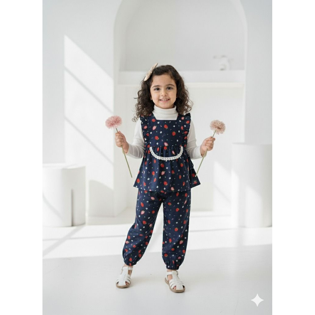 Jumpsuit Anak Strawberry Miulan /Jumsuit Anak Miulan / Setelan Anak Miulan / Baju Anak Miulan / Miul