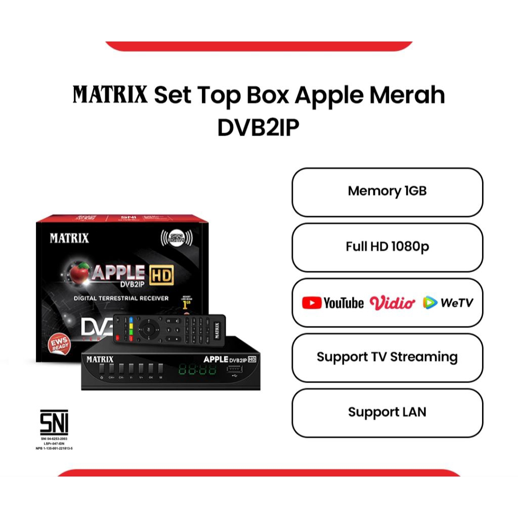 Matrix STB Apple DVB2IP HD | Set Top Box TV Digital
