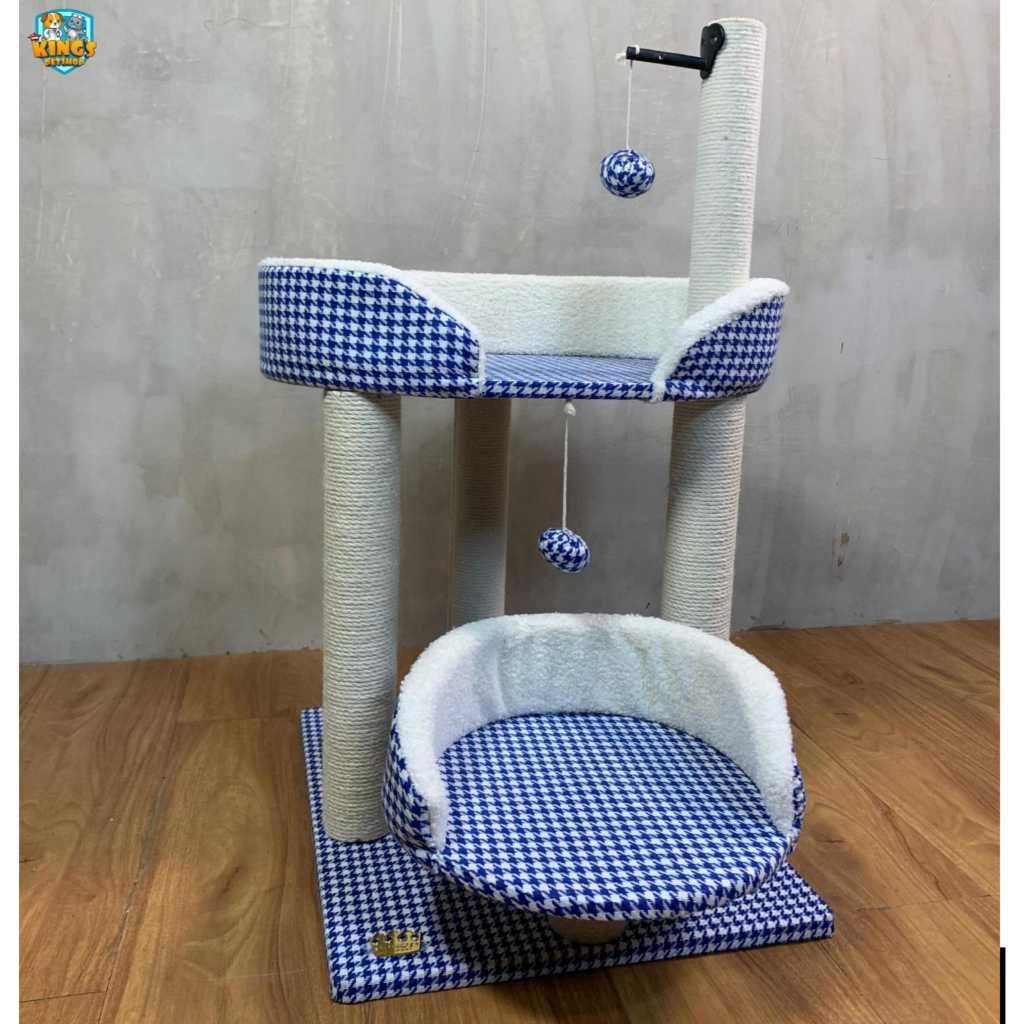 CAT SCRATCHER TREE ZONE - Cat Tree Motif Houndstooth