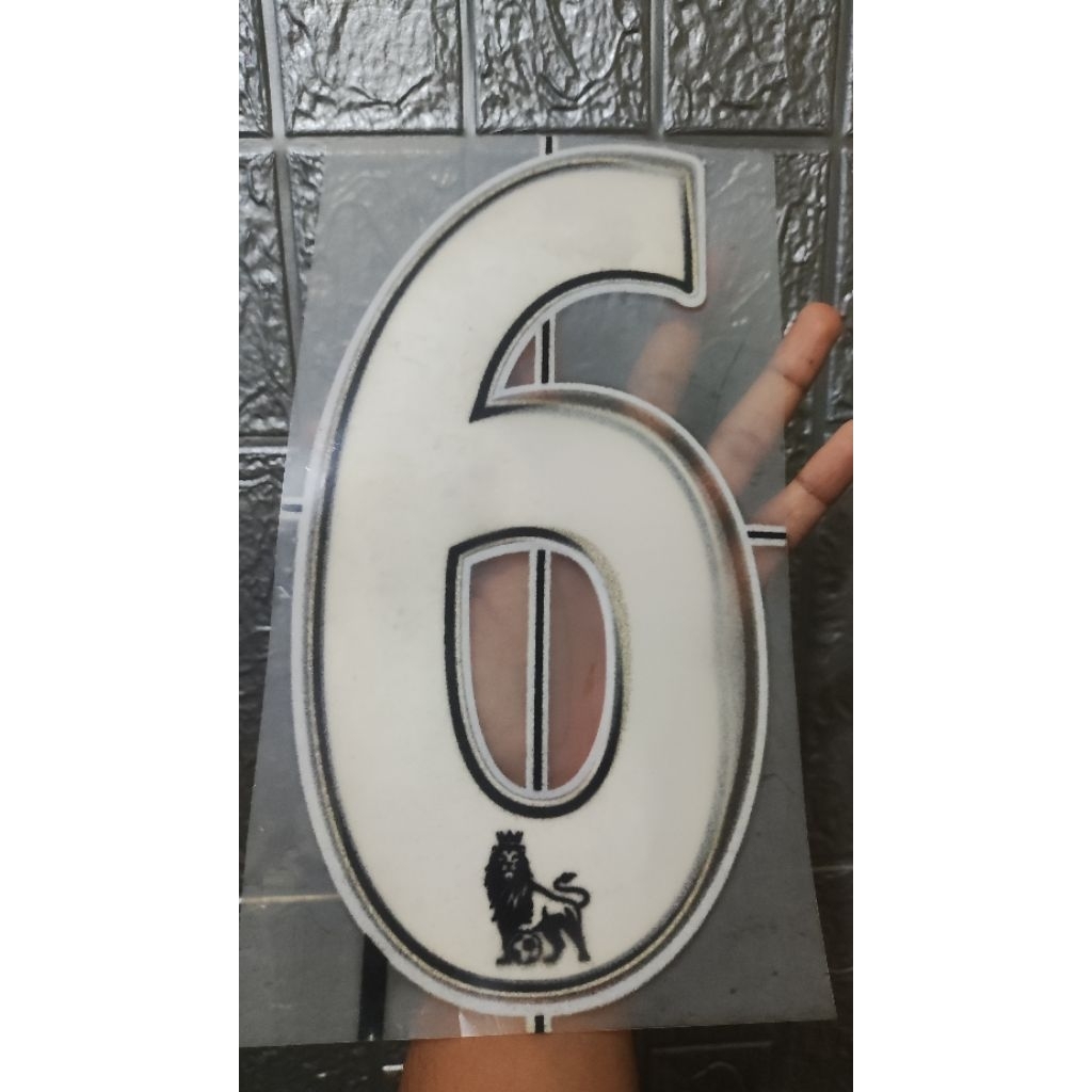 Nomor punggung EPL original untuk musim 2007-2013 PLAYER SIZE by SportingID (Nomor 6)