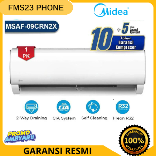 AC Split MIDEA Standard 1PK MSAF-09CRN2X (Indoor&Outdoor Goldfin) R32 garansi resmi