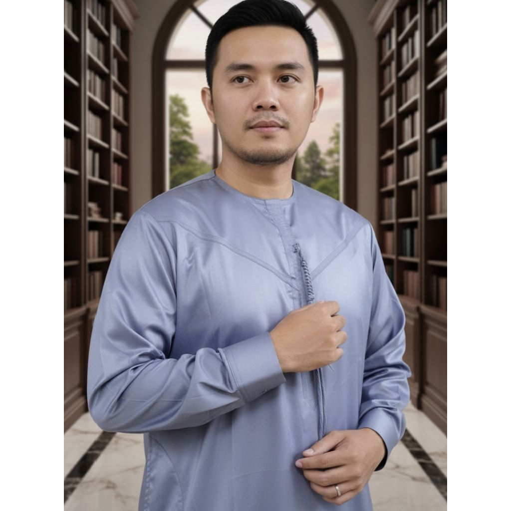 COD/Gamis Pria kerah Oblong/Gamis Oman/Gamis non Kerah/Gamis Al-Mahir/Gamis Lengan Panjang Manset