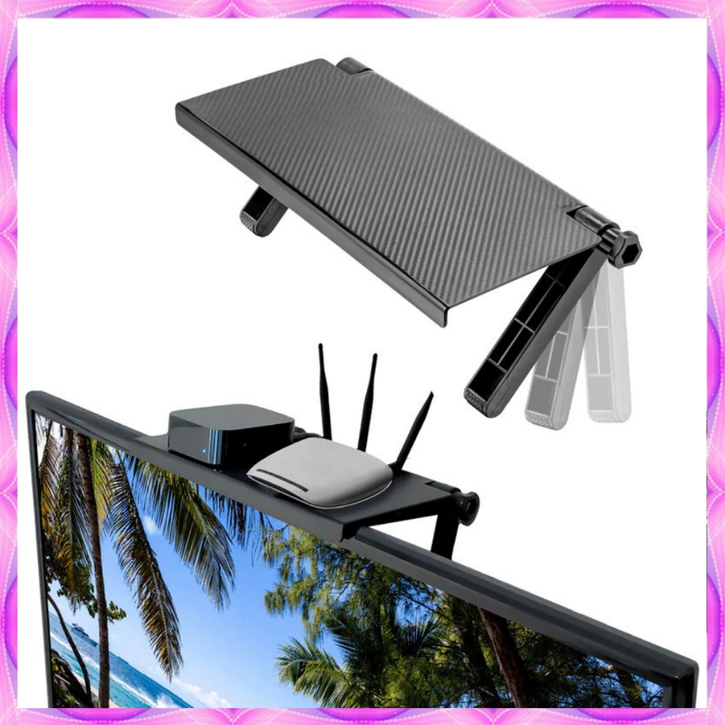 Rak Monitor TV Top Shelf Display Screen Storage Desk Riser Rak Gantung Serbaguna Meja Atas TV