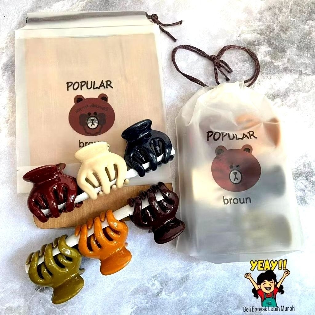 6 PCS  JEDAI JEPIT BANGKOK FREE POUCH 5CM Jepit rambut wanita