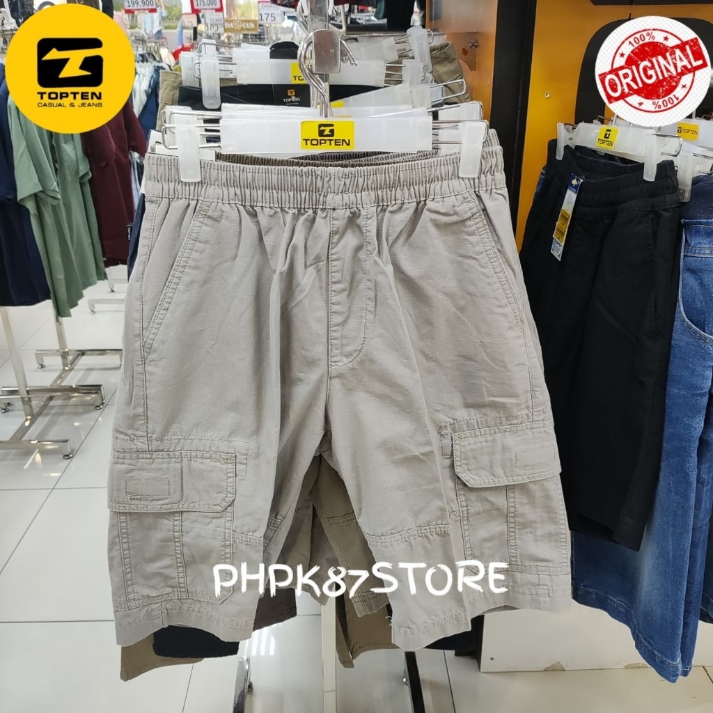 Celana pendek pria cargo merek TOPTEN,celana pendek polos original