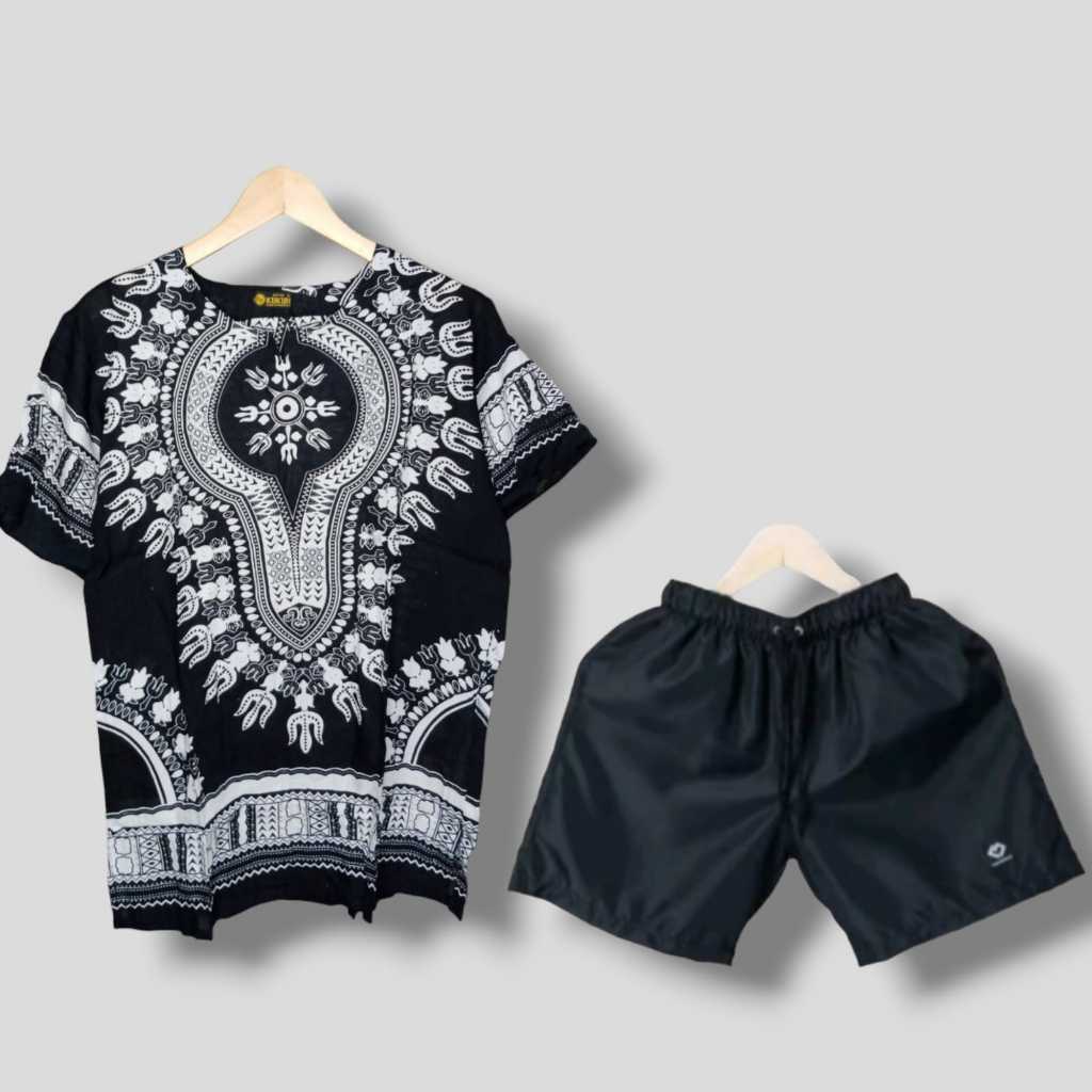 Setelan kaos pria dan wanita dashiki kaos harian Baju santai