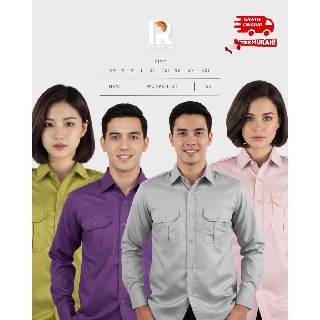 BAJU PDL/ PDH Polos Pria Wanita, Lapangan/ Outdoor/ Operator/ Mekanik, Kemeja Formal Panjang Warna O