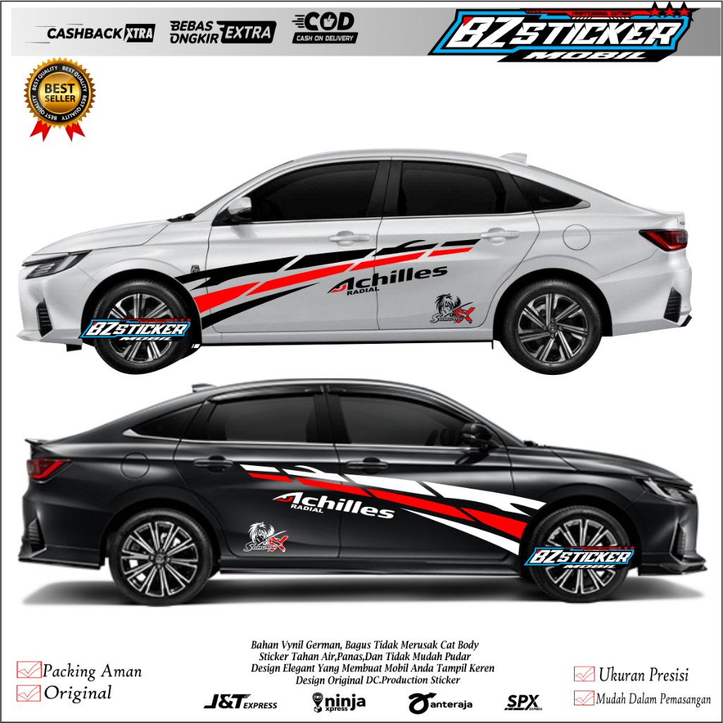 TERBARU Stiker Cuting Trd Racing Stiker Mobil Sedan Vios Stiker list body mobil Keren