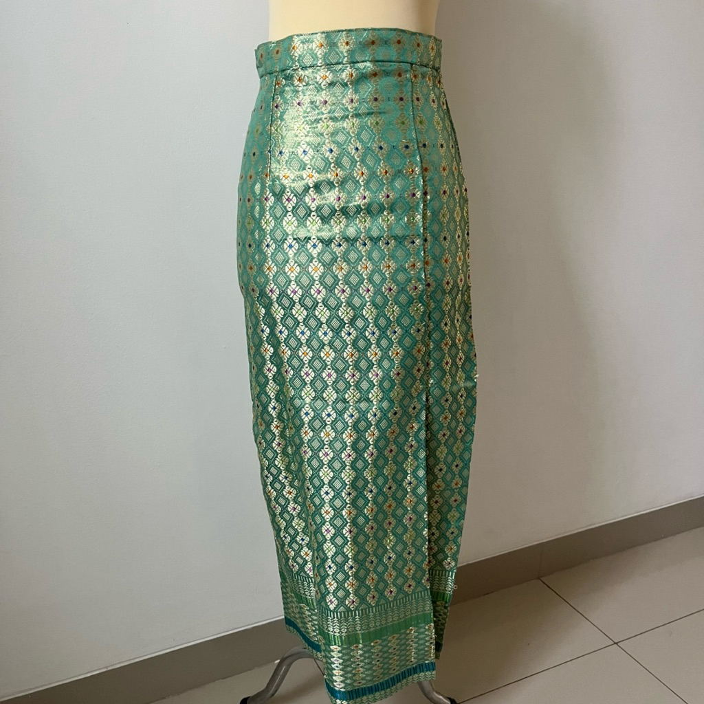 rok songket span hijau