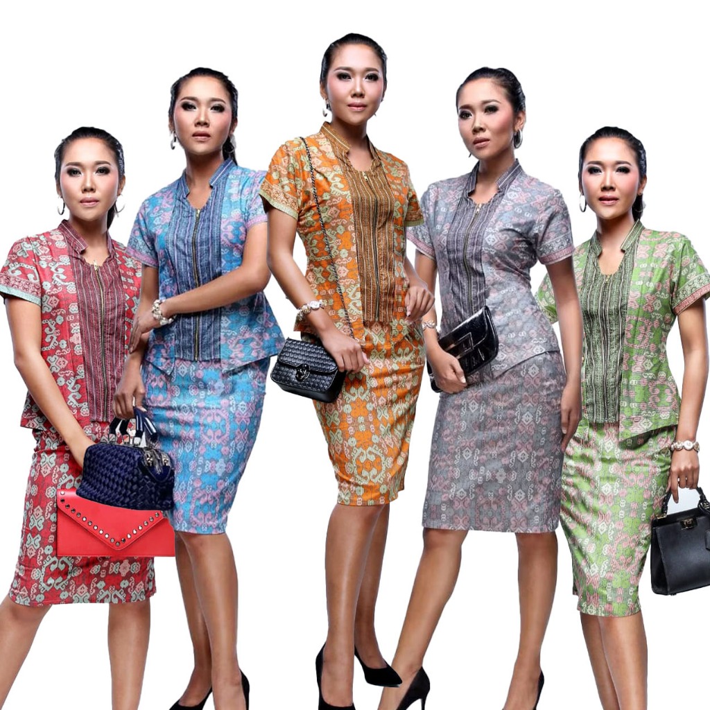 Setelan Batik Wanita Modern Samanta Tenun – Baju Kerja Kantor, Kondangan, Seragam Elegan