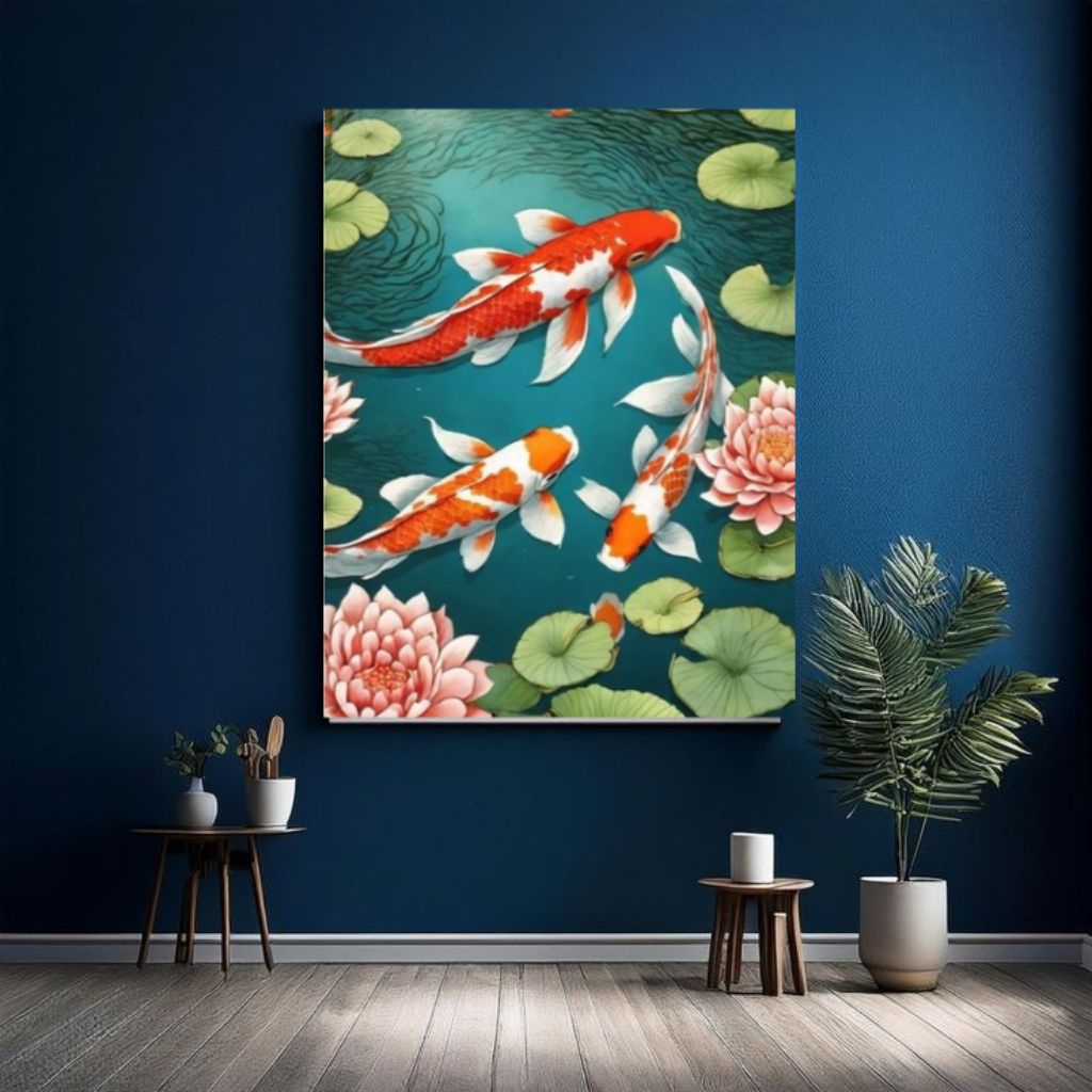 POSTER CETAK, LUKISAN IKAN KOI, hiasan dinding, Lukisan cetak, Tanpa bingkai