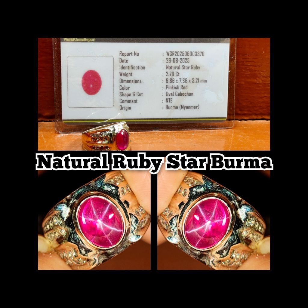CINCIN BATU PERMATA RUBY STAR BURMA BELANG KOI