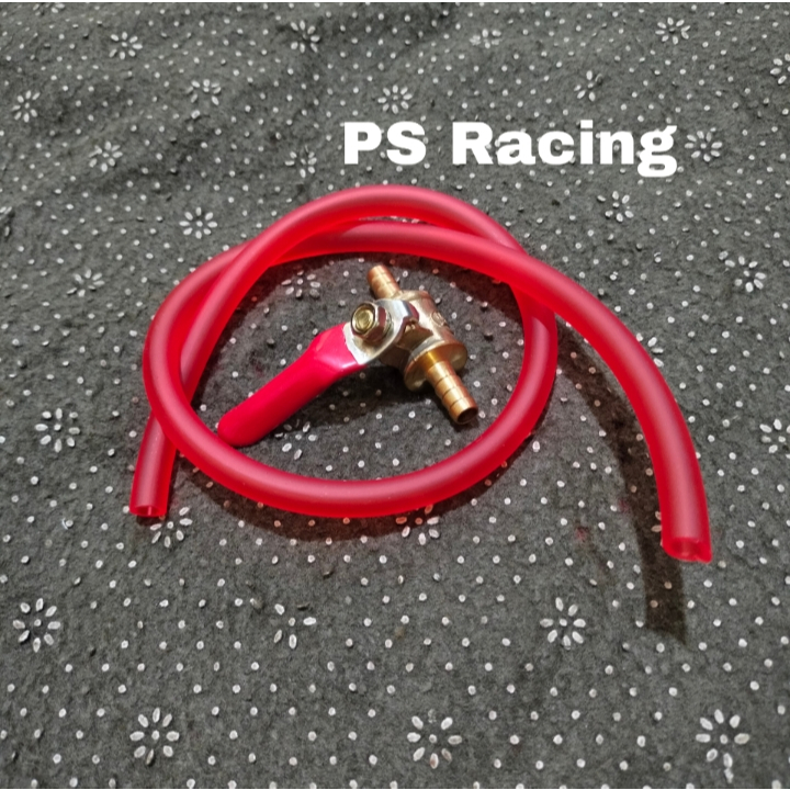 PAKET KRAN BENSIN KRAN KUNINGAN BENSIN 1/4 KRAN BENSIN + SELANG BENSIN MERAH 50CM UNIVERSAL