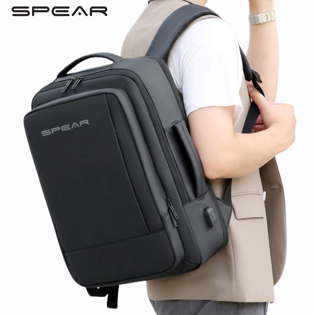 SPEAR Backpack Tas Ransel Laptop Jumbo Expanding Pria Golden Tas Traveling Ransel USB Waterproof Log
