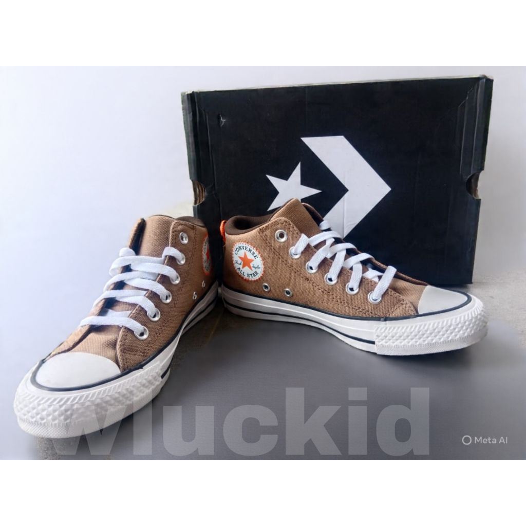 Sepatu Converse Anak Ctas Malden Street Mid Hot Tea/Orange/White Original // Sepatu High Anak Origin
