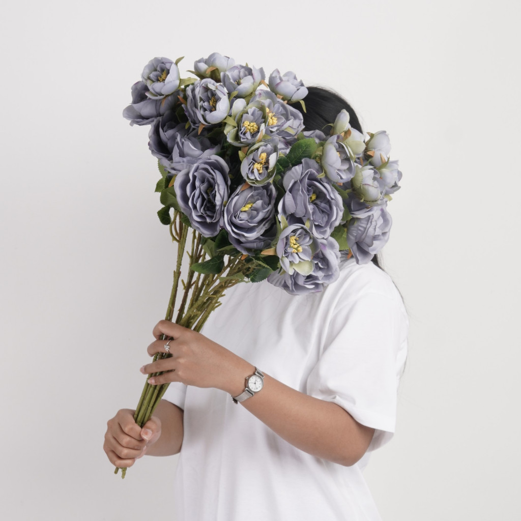 Bunga Artificial Peony Rustic Aksesoris Dekorasi Pernikahan Pelaminan Seserahan