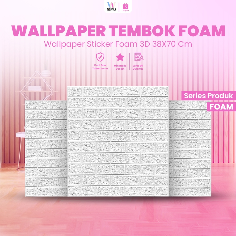 Wallpaper Dinding Foam Wallpaper Motif Bata 38 X 70CM Dekorasi Dinding Wall Foam Brick 3D Anti Air