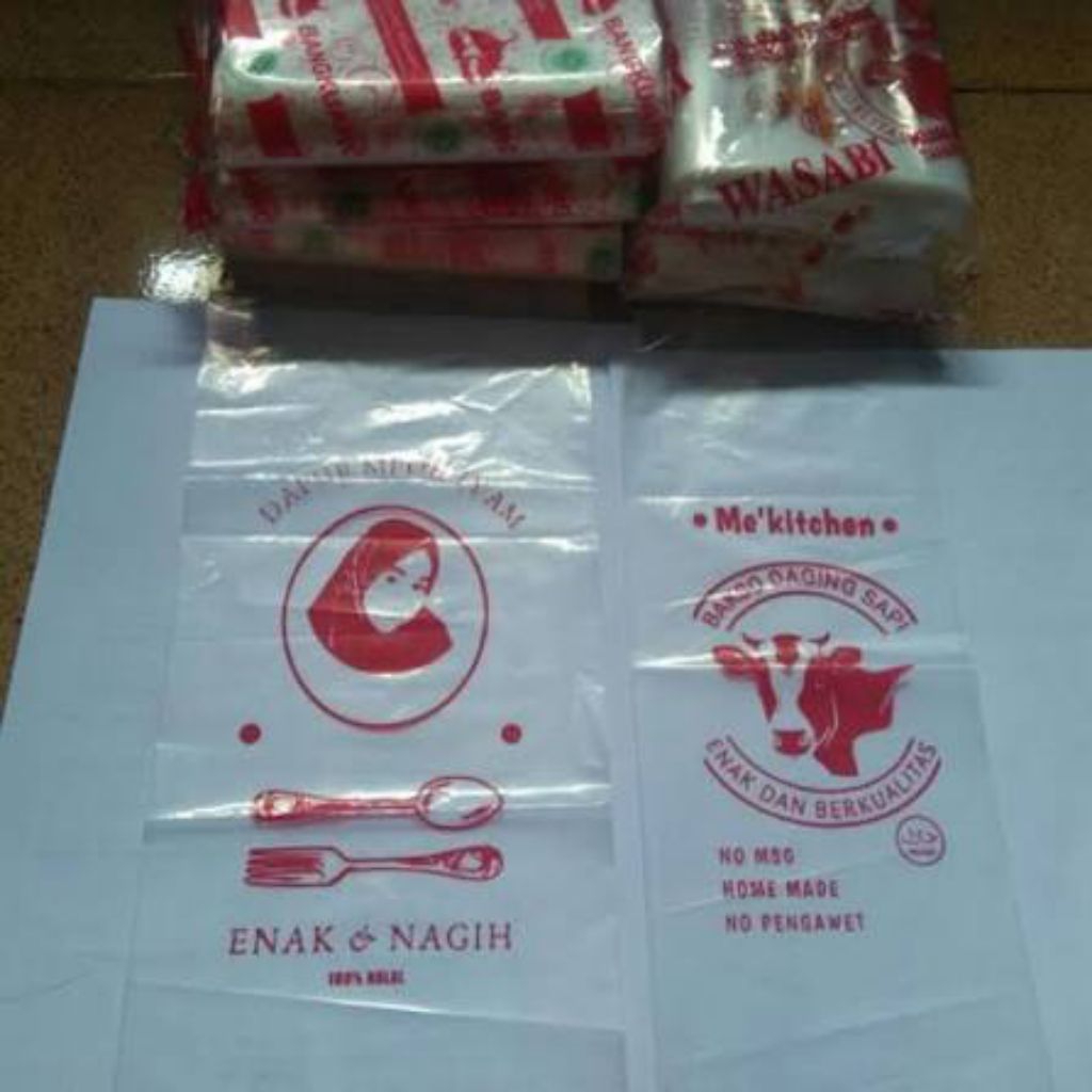 Plastik bening kemasan sablon custom ukuran 14x27