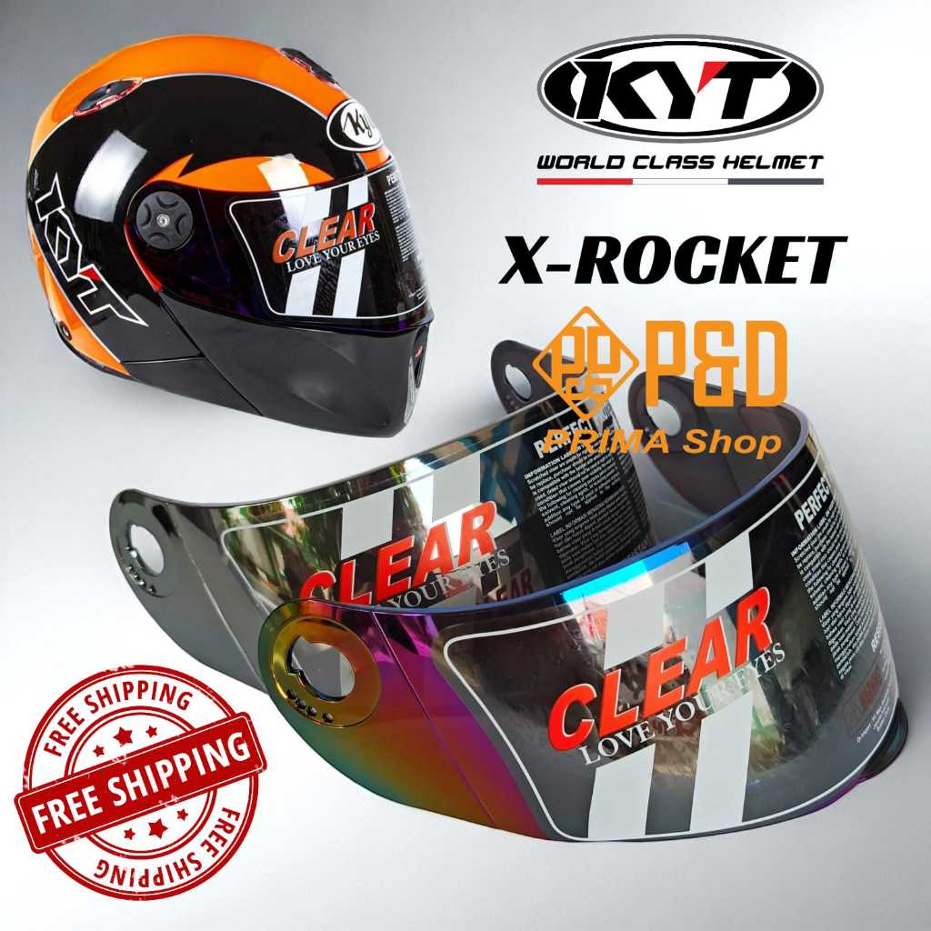 Kaca Visor KYT X-Rocket, J-Roket, KYT Troy Iridium Silver pelangi Full Face