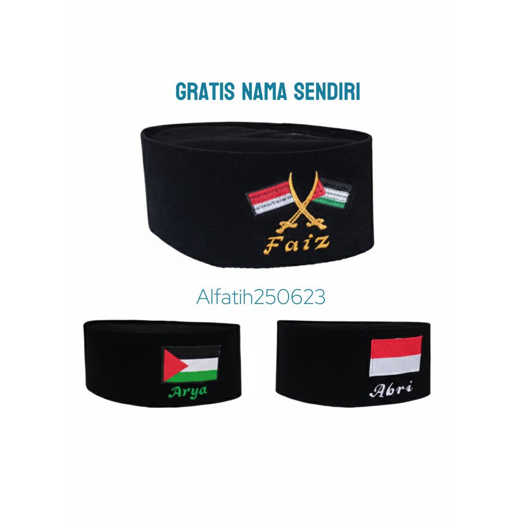 Peci Palestina&Indonesia Plus Nama