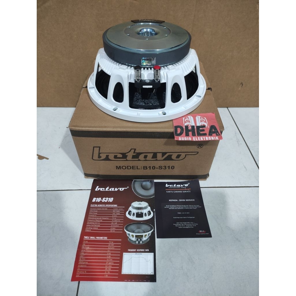 Speaker Component BETAVO B10-S310 White series Original 10 inch Mid Low 800 Watt max Coil 3 in Daun 