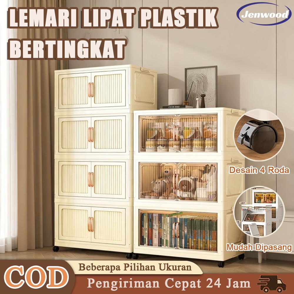 【80cm Besar】Lemari Lipat Plastik Susun 4/5/6 Susun Lemari Plastik Jumbo Lemari Pakaian Ekstra besar 